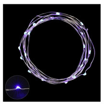 Guirlande de Noël LED intérieure filaire cuivre - 1,9 m - Bleu - Pile