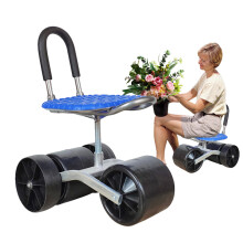 Rolling Garden Cart Portable Work Stool, HeavyDuty Rotating Seat, Foldable Design With Wheels, Durable Steel Structure