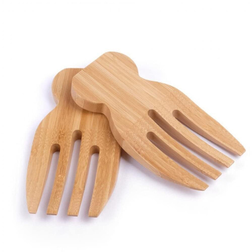 Bamboo Salad Servers Set with Ergonomic Comfort Grip for Efficient Tossing and Serving