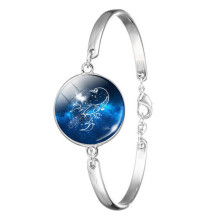(Scorpio) Classic Zodiac Silver Bracelet Time Gem Fashion Glass Bracelet Gift For Girlfriend Parents