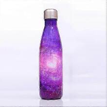(500ml, Purple) Starry Sky Pattern Thermal Cup Vacuum Flask Heat Water Bottle Portable Stainless Steel Sports Kettle