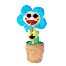 (Sharp Corners, Blue) Dancing Sunflower With Sax 35cm Electronic Singing Toy 80 Songs Swinging Plant Pot!zz6
