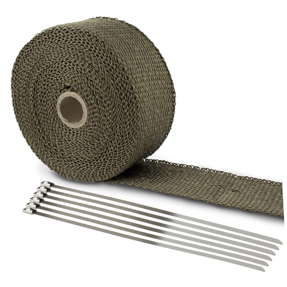 Titanium Exhaust Wrap Roll For Motorcycles Heat Reduction Fiberglass Shield Tape With Stainless Ties 9199774157292