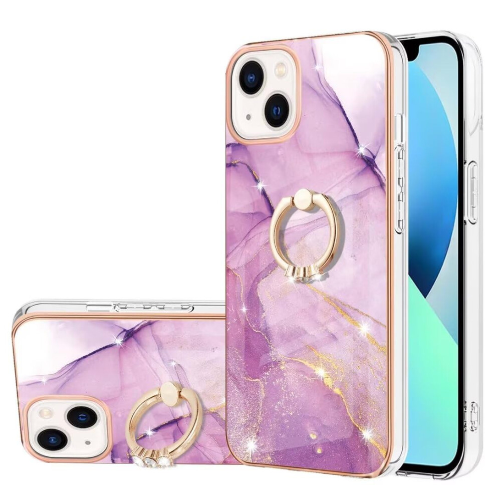 Samsung Galaxy Z Flip 4 Case With Ring Holder Stand, Marble Glitter, Shockproof Silicone Tpu Bumper, Light Purple 9382693484413