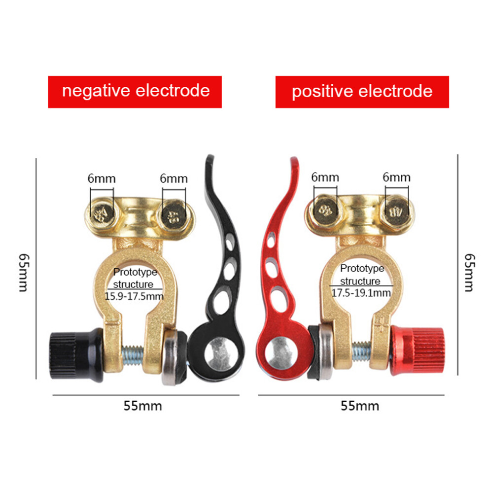 2Pcs Brass Battery Terminal Connectors For Car Positive Negative 17.5-19.1Mm 9441377139817