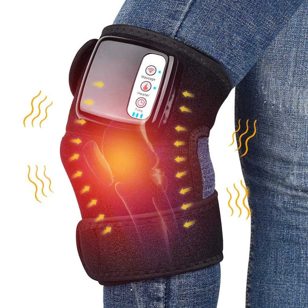 Wireless Heated Knee Massager with Vibration for Arthritis Pain Relief and Adjustable Heat Therapy