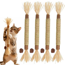 Dental Sticks For Cats, Interactive Cat Chew For Teeth Cleaning, Scratch Resistant, Fresh Breath, 4 Pcs