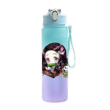 (army green) Anime Demon Slayer 750ML Water Bottle Anime Cartoon Large Capacity Drinking Cup Portable Outdoor Sports Water Cup Children Gift!ZZ45