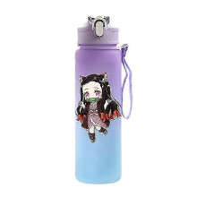 (burgundy) Anime Demon Slayer 750ML Water Bottle Anime Cartoon Large Capacity Drinking Cup Portable Outdoor Sports Water Cup Children Gift!ZZ45