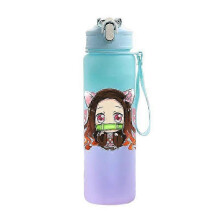 (dark gray) Anime Demon Slayer 750ML Water Bottle Anime Cartoon Large Capacity Drinking Cup Portable Outdoor Sports Water Cup Children Gift!ZZ45