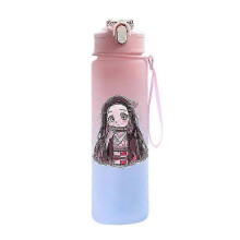 (black) Anime Demon Slayer 750ML Water Bottle Anime Cartoon Large Capacity Drinking Cup Portable Outdoor Sports Water Cup Children Gift!ZZ45