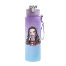 (blue) Anime Demon Slayer 750ML Water Bottle Anime Cartoon Large Capacity Drinking Cup Portable Outdoor Sports Water Cup Children Gift!ZZ45