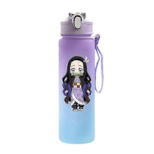 (gray) Anime Demon Slayer 750ML Water Bottle Anime Cartoon Large Capacity Drinking Cup Portable Outdoor Sports Water Cup Children Gift!ZZ45