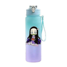 (light grey) Anime Demon Slayer 750ML Water Bottle Anime Cartoon Large Capacity Drinking Cup Portable Outdoor Sports Water Cup Children Gift!ZZ45