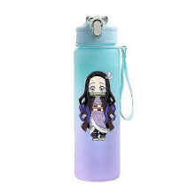 (plum) Anime Demon Slayer 750ML Water Bottle Anime Cartoon Large Capacity Drinking Cup Portable Outdoor Sports Water Cup Children Gift!ZZ45