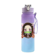 (purple) Anime Demon Slayer 750ML Water Bottle Anime Cartoon Large Capacity Drinking Cup Portable Outdoor Sports Water Cup Children Gift!ZZ45