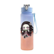(khaki) Anime Demon Slayer 750ML Water Bottle Anime Cartoon Large Capacity Drinking Cup Portable Outdoor Sports Water Cup Children Gift!ZZ45