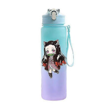 (light yellow) Anime Demon Slayer 750ML Water Bottle Anime Cartoon Large Capacity Drinking Cup Portable Outdoor Sports Water Cup Children Gift!ZZ45