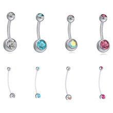 Navelpiercings, 8 stuks roestvrijstalen navelpiercingringen, hypoallergene navelpiercings voor zwangere vrouwen.