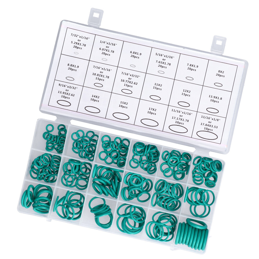 270Pcs Rubber O Rings Assortment Kit, 18 Sizes, Green 4081377146078