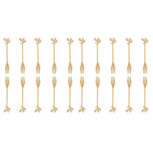Flatware Forks 20 Pack Stainless Steel Leaf Cake Fruit Forks Dessert Forks Gold Finish for Kitchen and Wedding