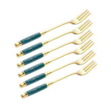 Fruit Forks Stainless Steel Dinner Forks 6 Pcs Ceramic Handle Dessert Forks 5.9x0.39 Inches 4 Colors