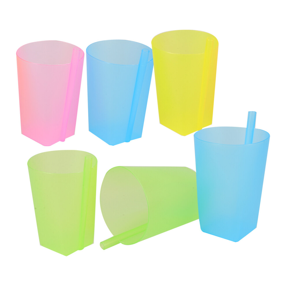 6Pcs Kids Feeding Sippy Cups With Straw Durable Assorted Colors Aboofan