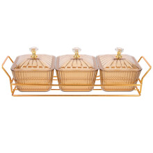 1Set Golden Snack Tray Serving Dish Multipurpose Dry Food Holder