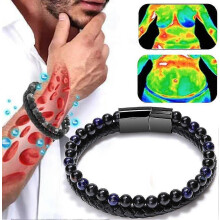 (Black Blue) Humanic+pro Maxhematie Beaded Bracelets,humanic Maxhematie Beaded Bracelets,titaniumion Therapy Bangle