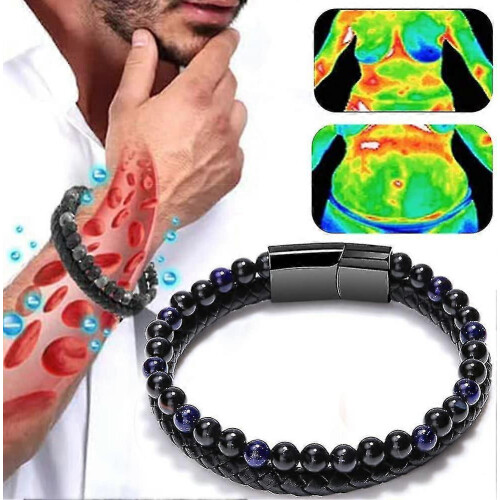 (Black Blue) Humanic+pro Maxhematie Beaded Bracelets,humanic Maxhematie Beaded Bracelets,titaniumion Therapy Bangle