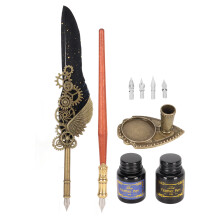 Feather Pen Calligraphy Kit, Stainless Steel Nib Set For Smooth Writing Experience, Non-toxic Ink Included, Perfect Artistic Gift With Mechanical