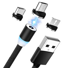 Všestranný magnetický nabíjecí kabel, LED světlo vás navede ve tmě, silná odolnost proti roztržení a zlomení, univerzální kompatibilita