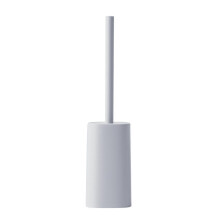 (Grey) Anti-Odor Ceramic Toilet Brush with Holder Set Long Handle Durable Bristles Non Scratch Toilet Bowl Brush Bathroom Supplies