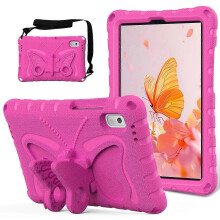 (Style F, Multicolor) For Lenovo Tab M9 Case Butterfly Kickstand EVA Tablet Cover with Shoulder Strap