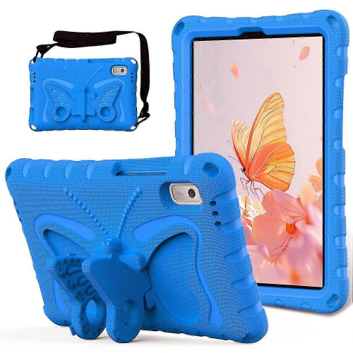 (Style E, Multicolor) For Lenovo Tab M9 Case Butterfly Kickstand EVA Tablet Cover with Shoulder Strap