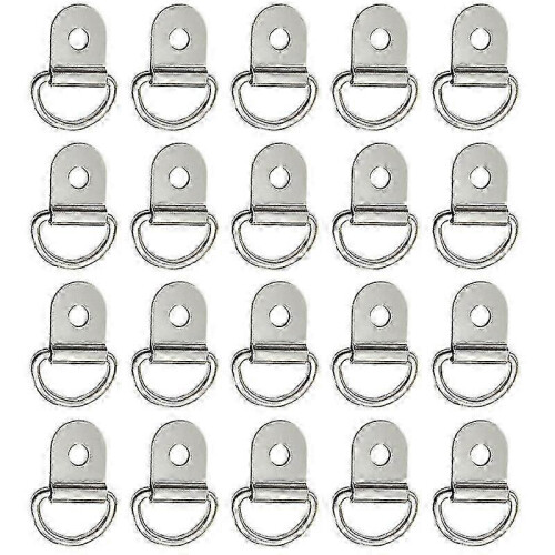 (A)20pcs Metal D Shape Pull Hook Tie Down Anchors Ring For Car Truck Trailers Rv
