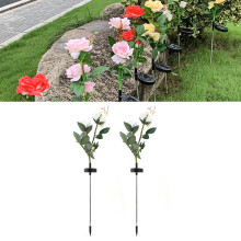 2pcs LED Solar Flower Lights Waterproof Artificial Rose Garden Lamp 80cm