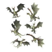 Static Window Cling PVC NonAdhesive Removable Glass Sticker 3D Dragon Window Decal 6pcs Set Assorted Color