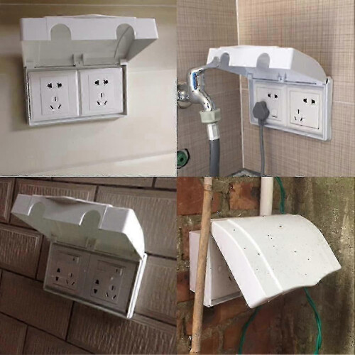 Th Double Socket Protector Cover Waterproof Electric Plug Socket Cover Baby Safety Boxwhite1pcs 1