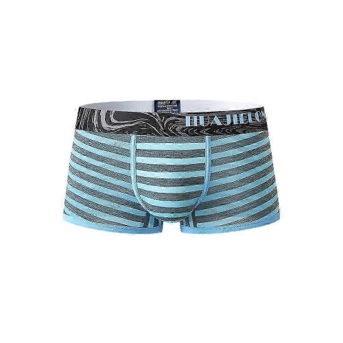 (M,Orange)Mens Striped Ice Silk Translucent Breathable Thin Elastic Mid Waist Boxers 1
