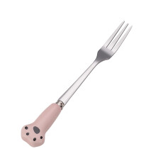 Stainless Steel Fruit Fork Set 5Piece With Cat's Claw Ceramic Handle, Dessert Forks, Cocktail Forks, Salad Forks