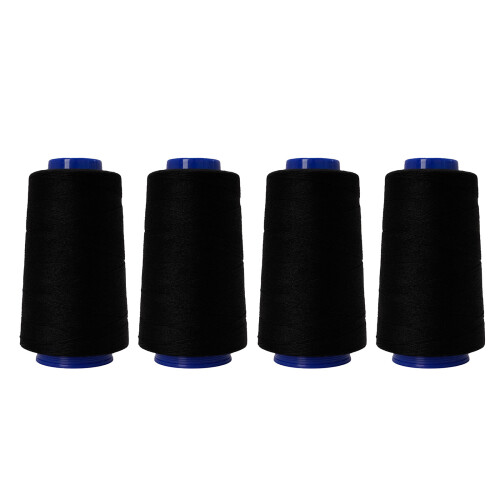 4 Spools Polyester Sewing Thread 1000yds Each for Sewing-Black