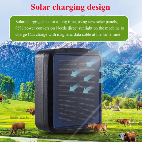 GPS Tracker Solar Powered Animal Locator 20000mAh AntiLost Device with Alarm Functions, History Playback, AntiTheft 1