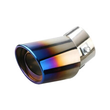 Universal Car Exhaust Tip Stainless Steel Black Titanium Tail Pipe Straight Blue Temp Resistant