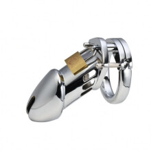 Stainless Steel Chastity Lock Male Cage Chastity Device Metal Beginner Cage Ring 40mm For Erection Prevention Bondage