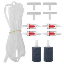 Aquarium-Belüftungssystem-Set, Standard-Aquarium-Luftschlauch mit Blasen erzeugendem Ausströmerstein, Rückschlagventil, Rücksaugungsschutz,