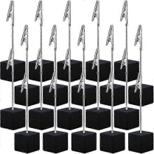 20 Pieces Cube Base Memo Clip Holder with Alligator Clip Wood Base Table Number Holder Cube Base Place Card Holder