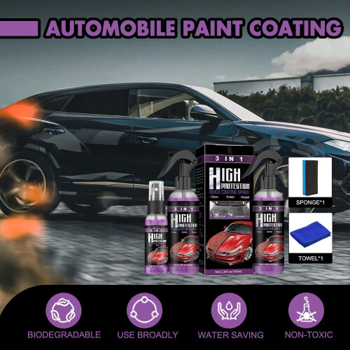 3in1 Car Ceramic Coating Spray 30ML, Scratch , Hydrophobic Shield, LongLasting Shine 2