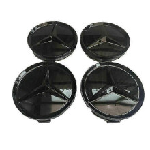 Set of 4 gloss black mercedes alloy wheel center caps 75mm