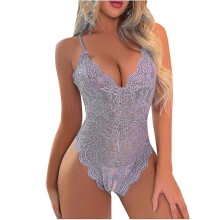 (XXL,Violet)New Sexy Women Lace Bodysuit Sexy Lingerie Jumpsuit Underwear Sexy Lace Underwear Set
